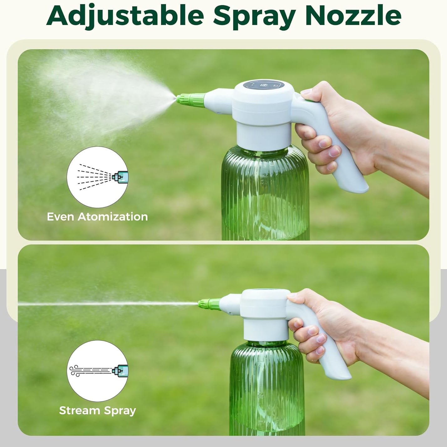 Electric Spray Bottle – 2L / 0.5 Gallon | 3-Speed Flow
