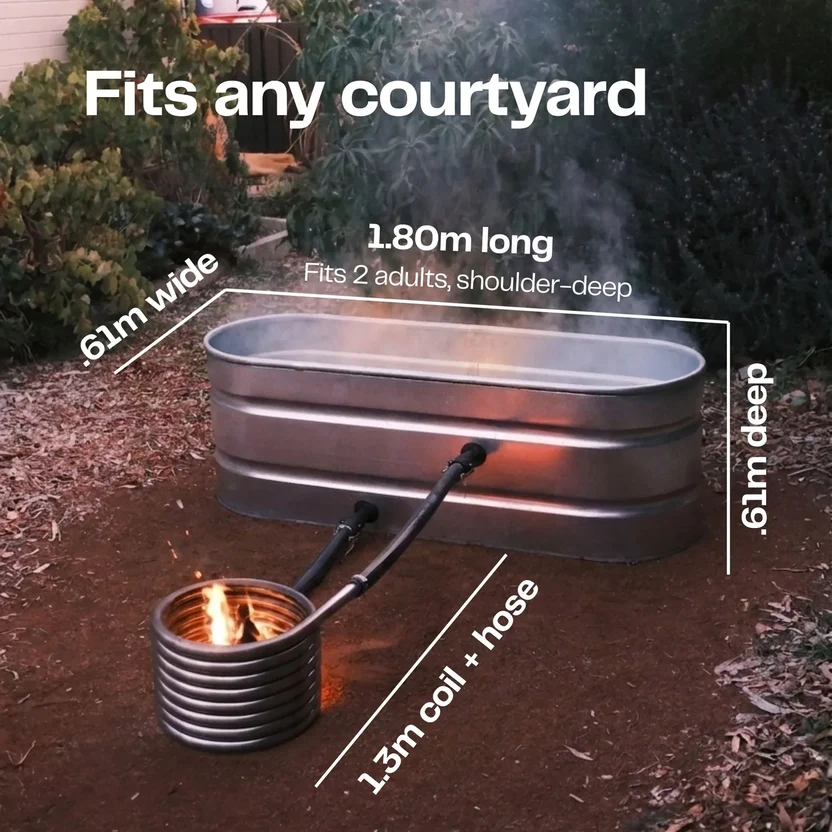 Off-Grid Wood-Fired Hot Tub – 2-Person Oval Soaking Tub with Coil Heater 