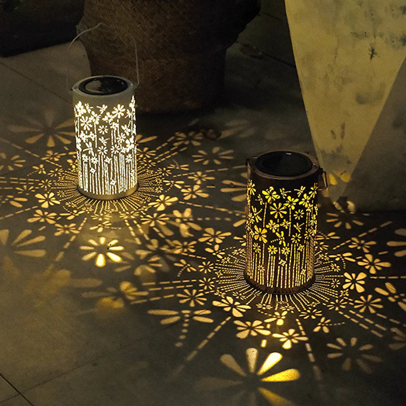 Modern Solar Lantern – Waterproof Butterfly & Peony Shadow LED Garden Landscape Light