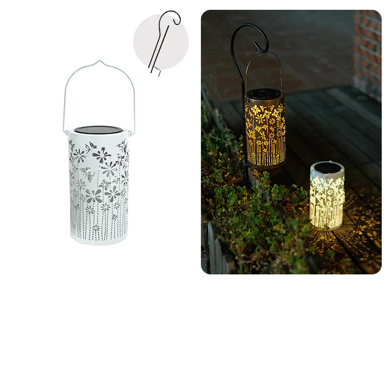 Modern Solar Lantern – Waterproof Butterfly & Peony Shadow LED Garden Landscape Light