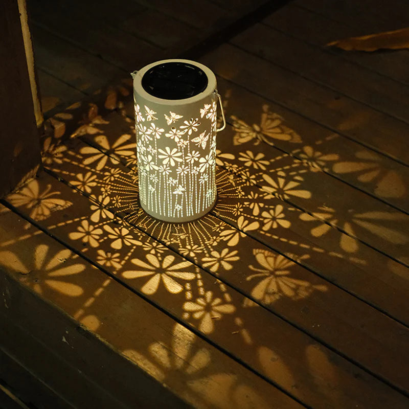 Modern Solar Lantern – Waterproof Butterfly & Peony Shadow LED Garden Landscape Light