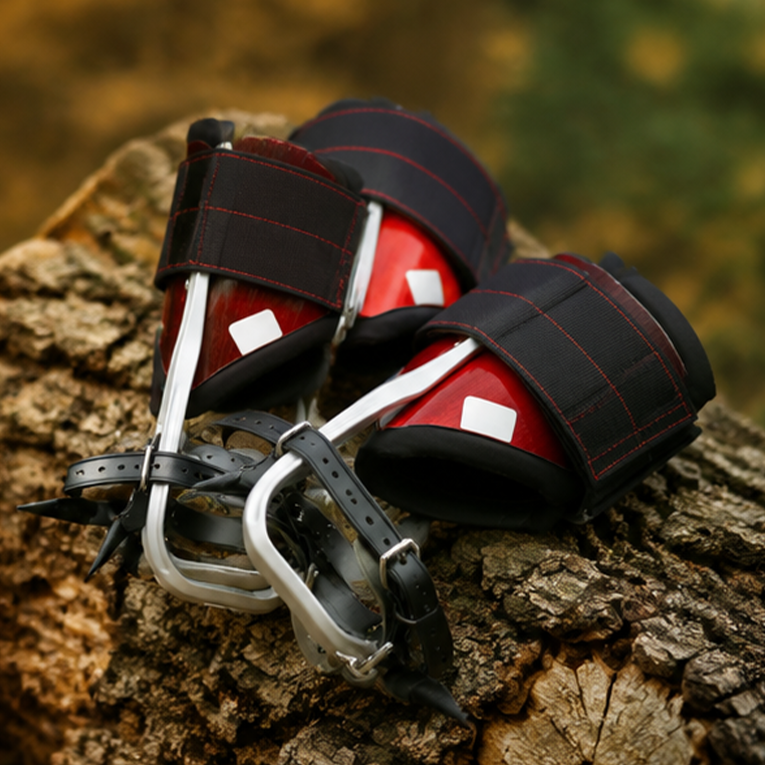 Aluminum tree climbing device with straps