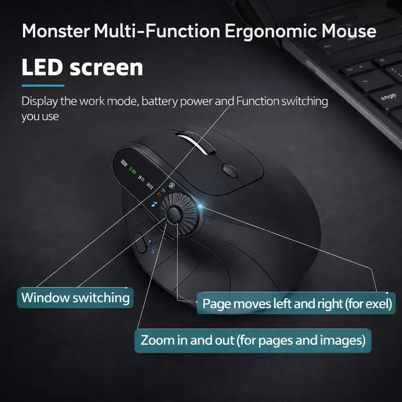 Smart Vertical Mouse – Ergonomic Wireless