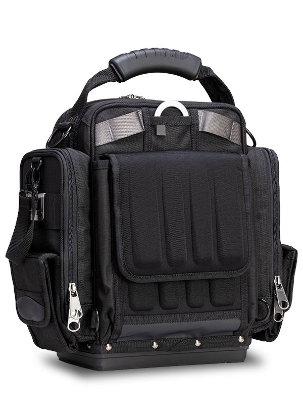 All-Black Extra-Large Front-Access Meter Bag – Modular Tool Storage with Backpack Straps 