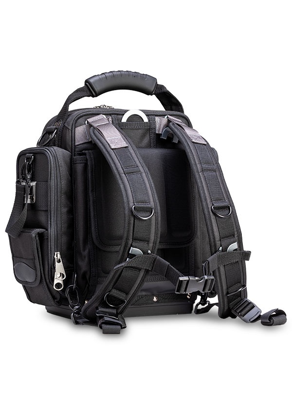 All-Black Extra-Large Front-Access Meter Bag – Modular Tool Storage with Backpack Straps 