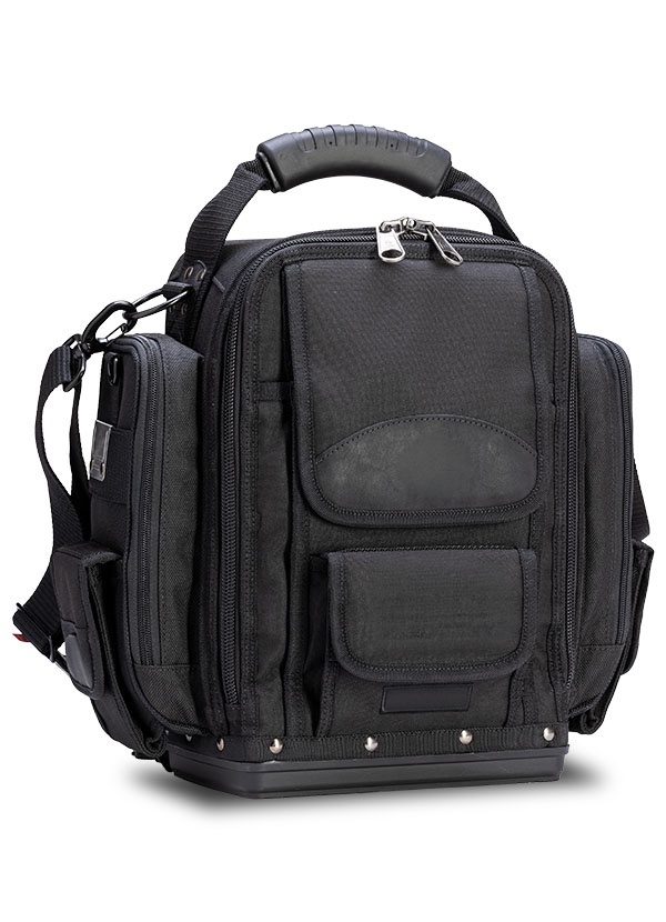 All-Black Extra-Large Front-Access Meter Bag – Modular Tool Storage with Backpack Straps 