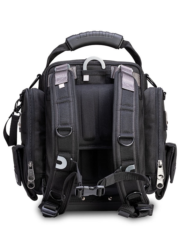 All-Black Extra-Large Front-Access Meter Bag – Modular Tool Storage with Backpack Straps 