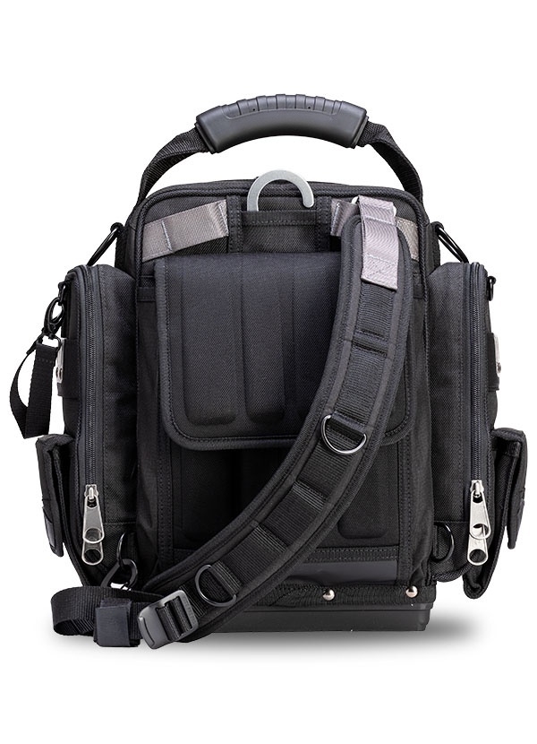 All-Black Extra-Large Front-Access Meter Bag – Modular Tool Storage with Backpack Straps 