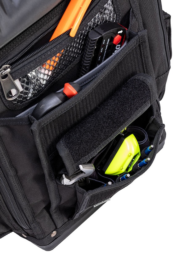 All-Black Extra-Large Front-Access Meter Bag – Modular Tool Storage with Backpack Straps 