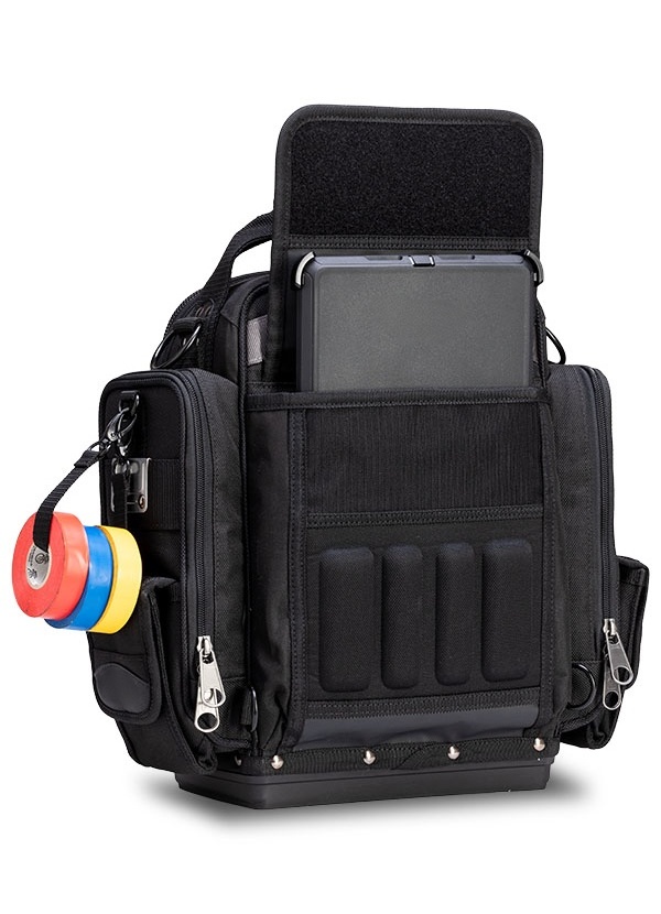 All-Black Extra-Large Front-Access Meter Bag – Modular Tool Storage with Backpack Straps 