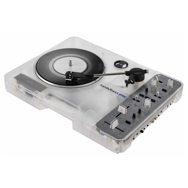 Clear White Portable Turntable – Transparent Edition with Built-in Effects & Looper