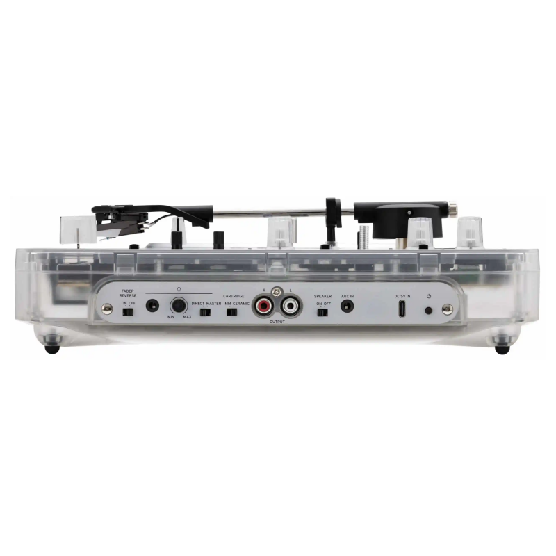 Clear White Portable Turntable – Transparent Edition with Built-in Effects & Looper