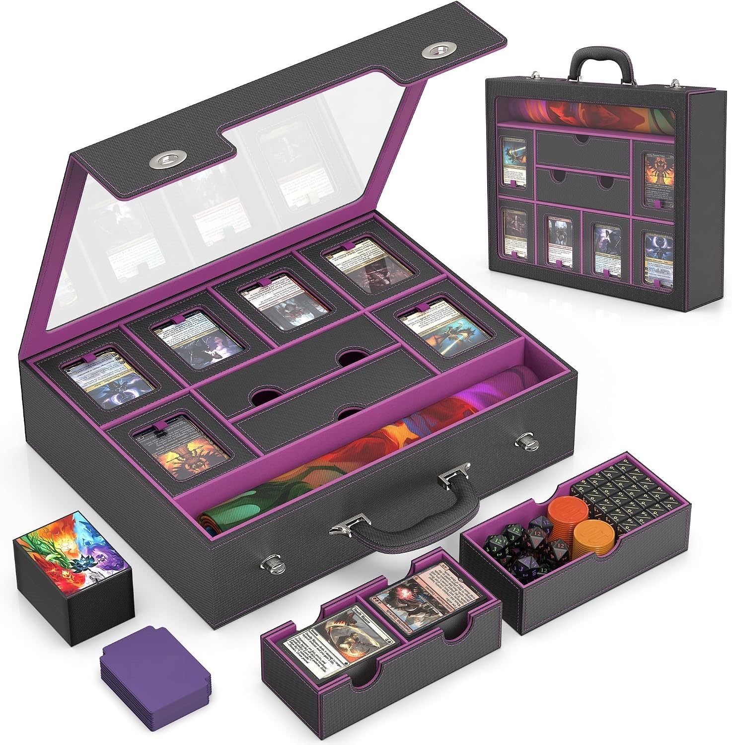 Modular 9-in-1 TCG Card Storage Box – Premium Deck Case with Display Window & Accessories