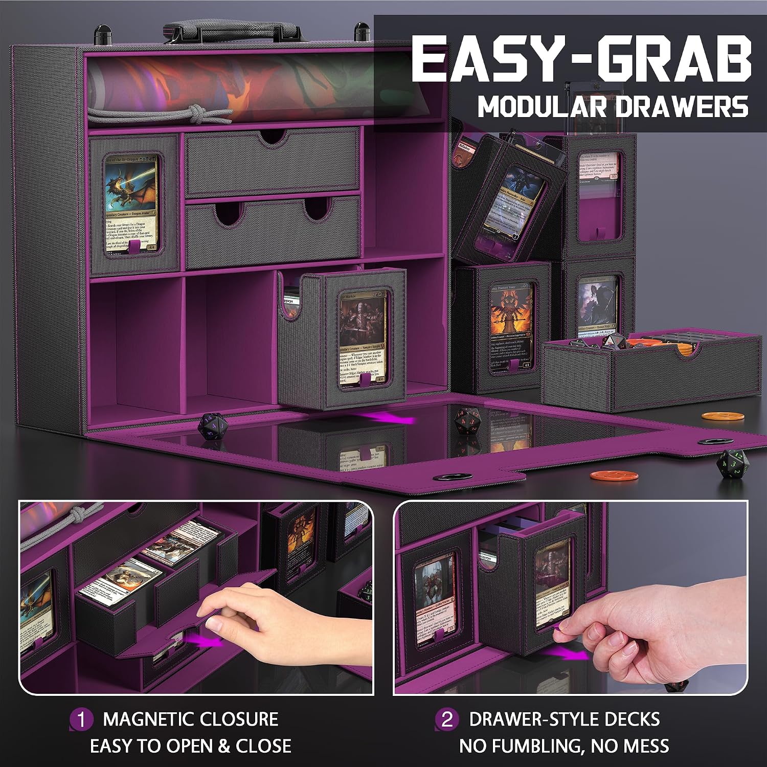 Modular 9-in-1 TCG Card Storage Box – Premium Deck Case with Display Window & Accessories