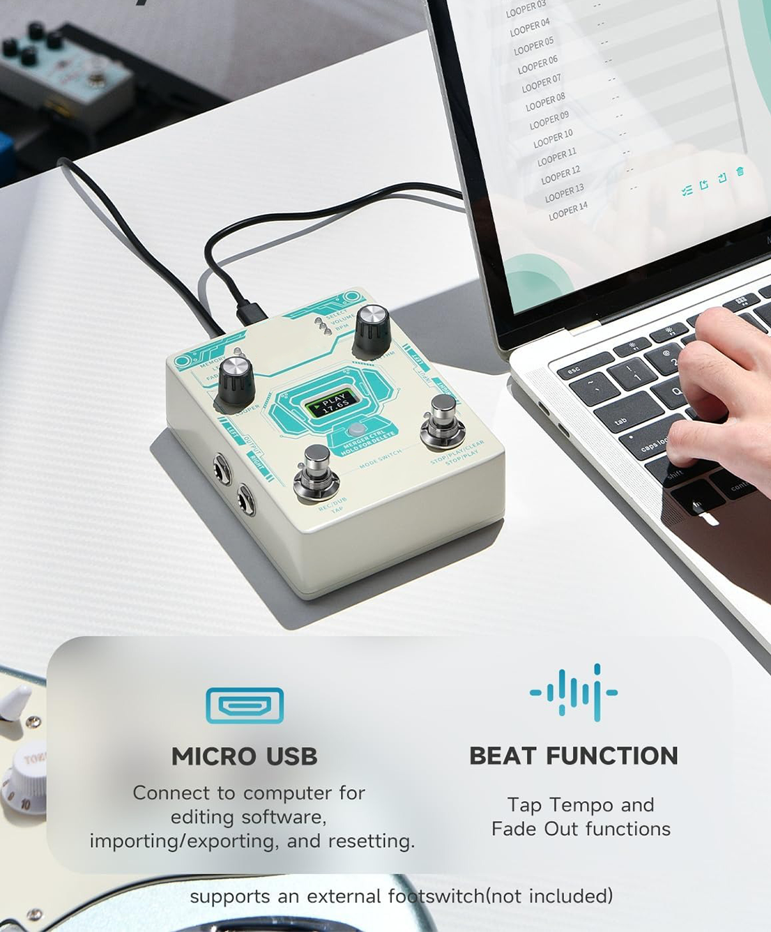 Drum looper stereo guitar loop pedal
