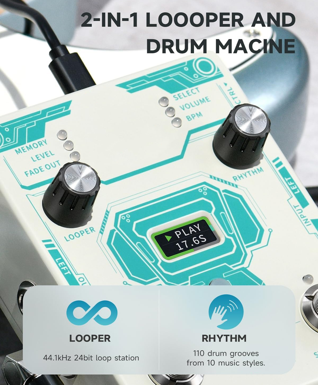 Drum looper stereo guitar loop pedal