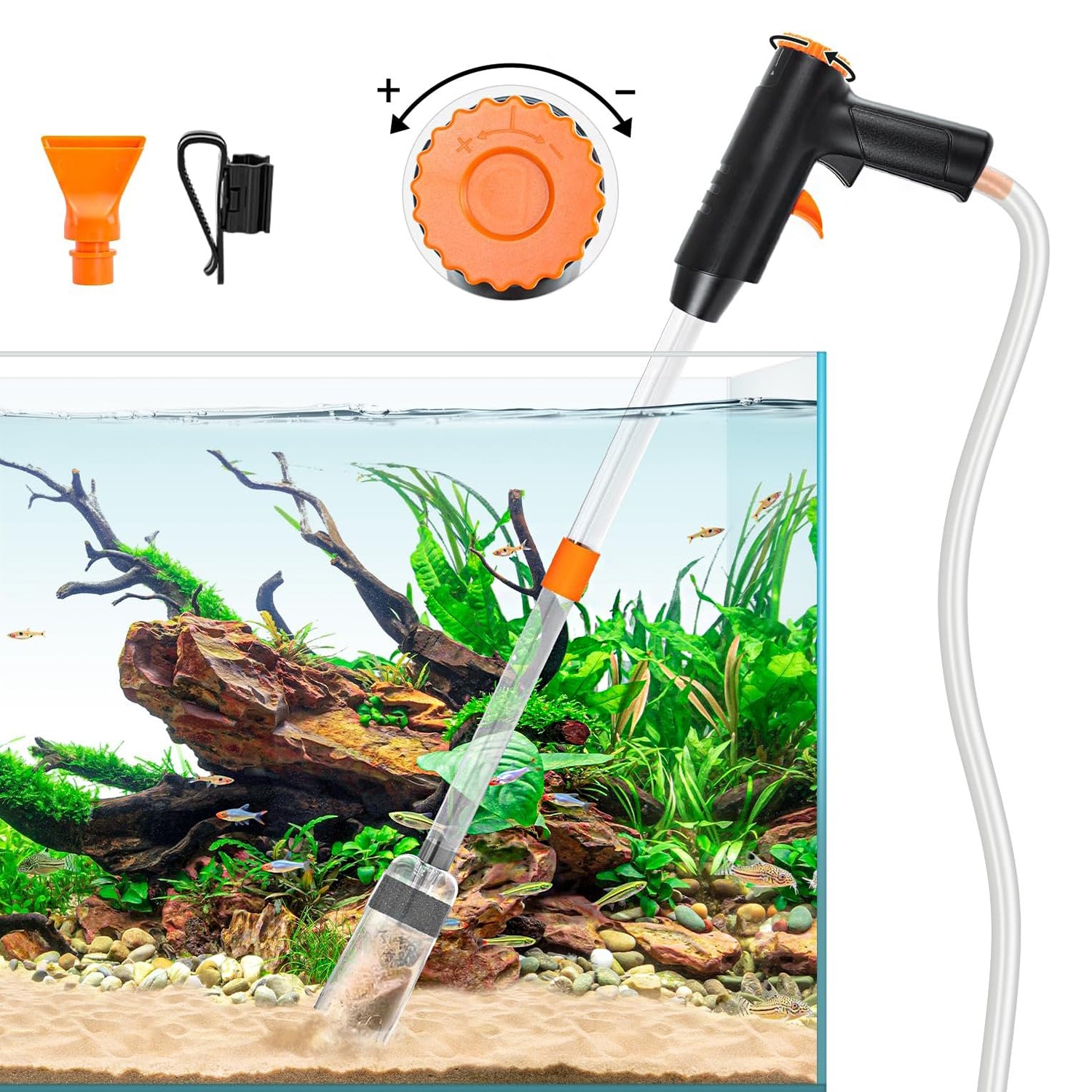Manual aquarium gravel cleaner