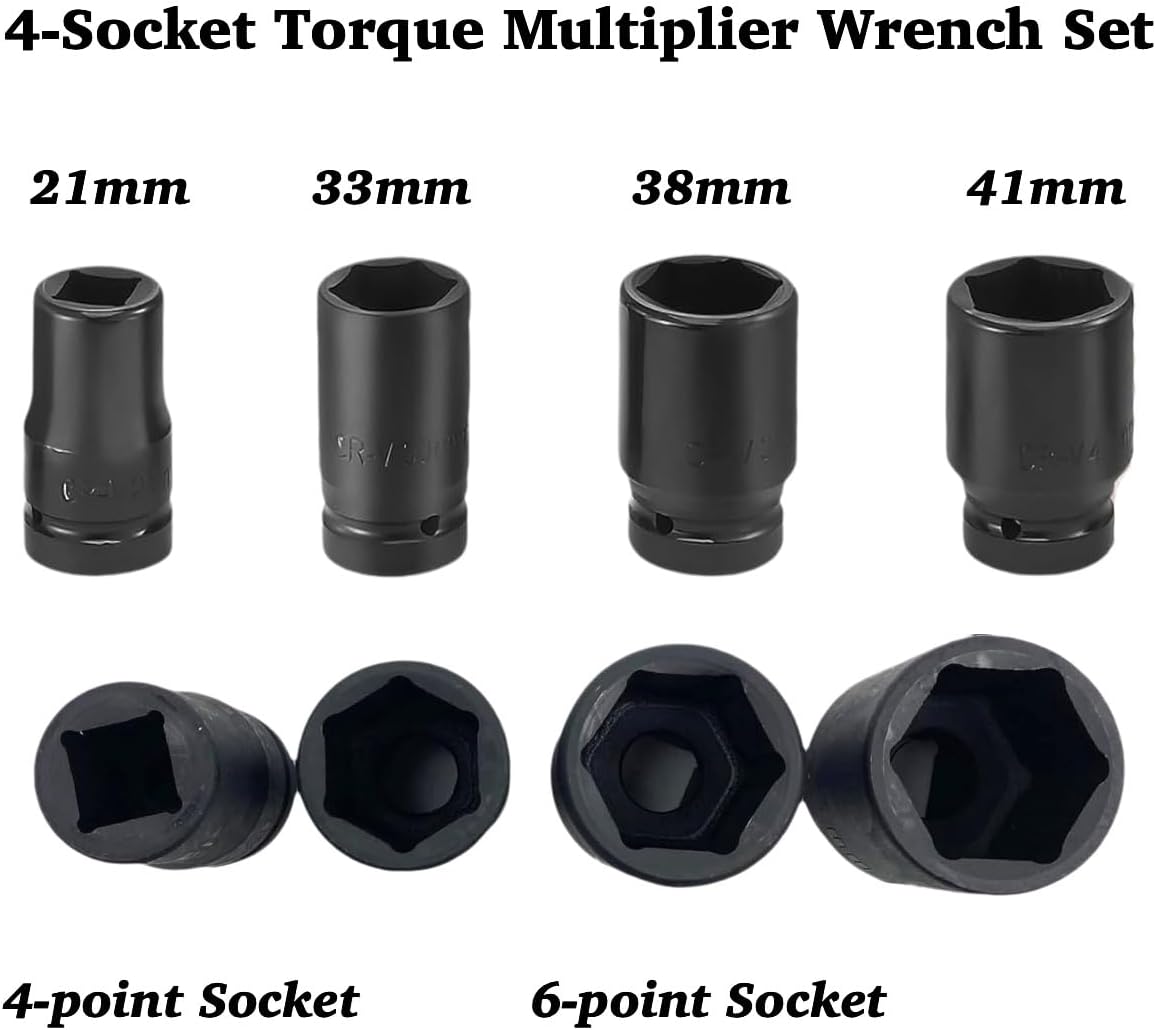 Heavy-Duty Torque Multiplier Wrench Set – 1:64 Gear Ratio, 4 Sockets, 4800NM Output
