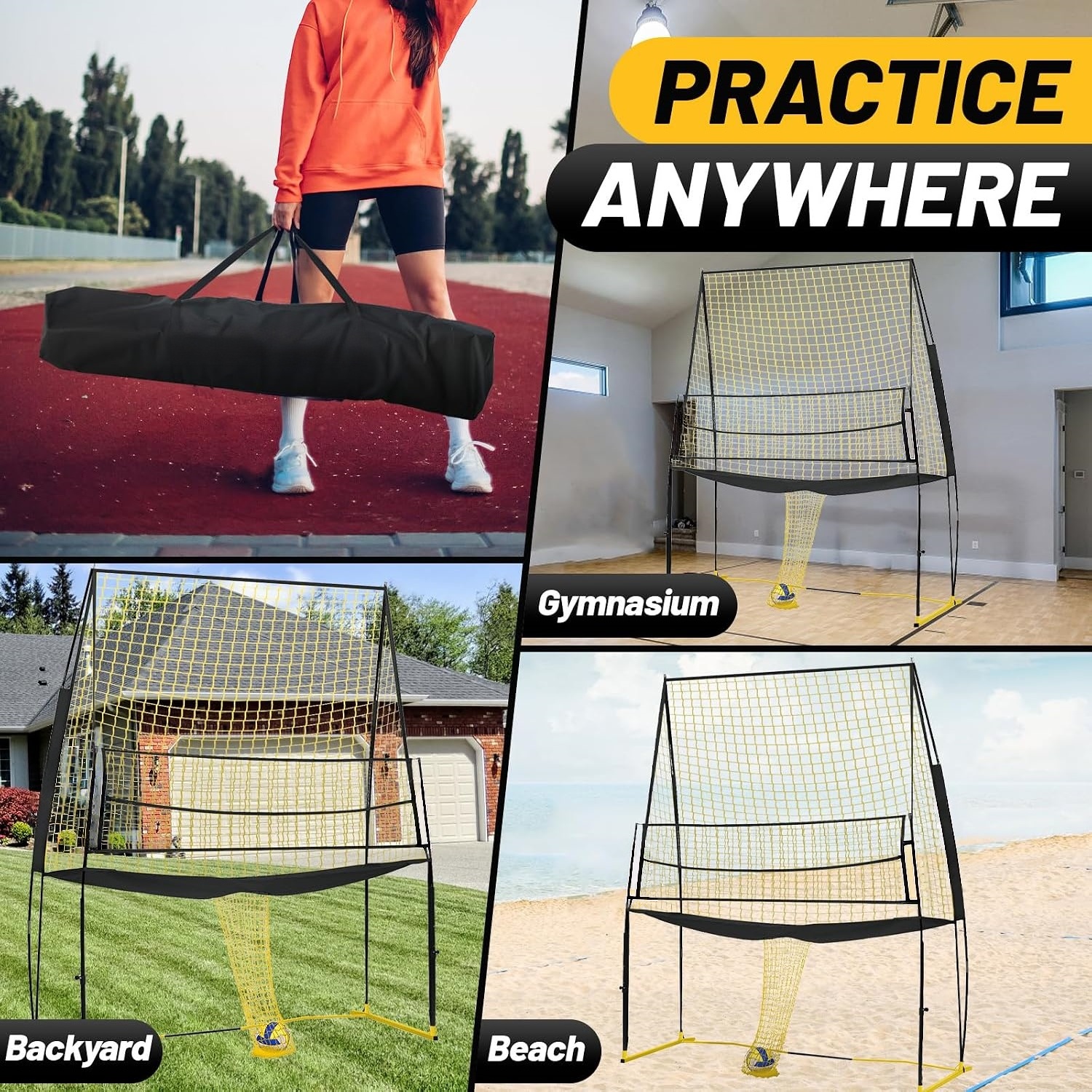 Adjustable Portable Volleyball Net System – 11×8 ft Backyard Training Set