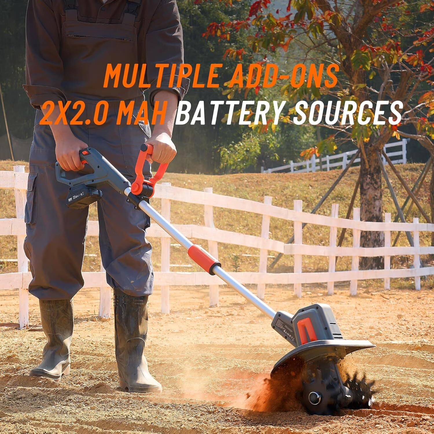 What's Included 1 × Cordless Tiller Unit 2 × 2.0Ah Batteries 1 × Fast Charger 1 × User Manual