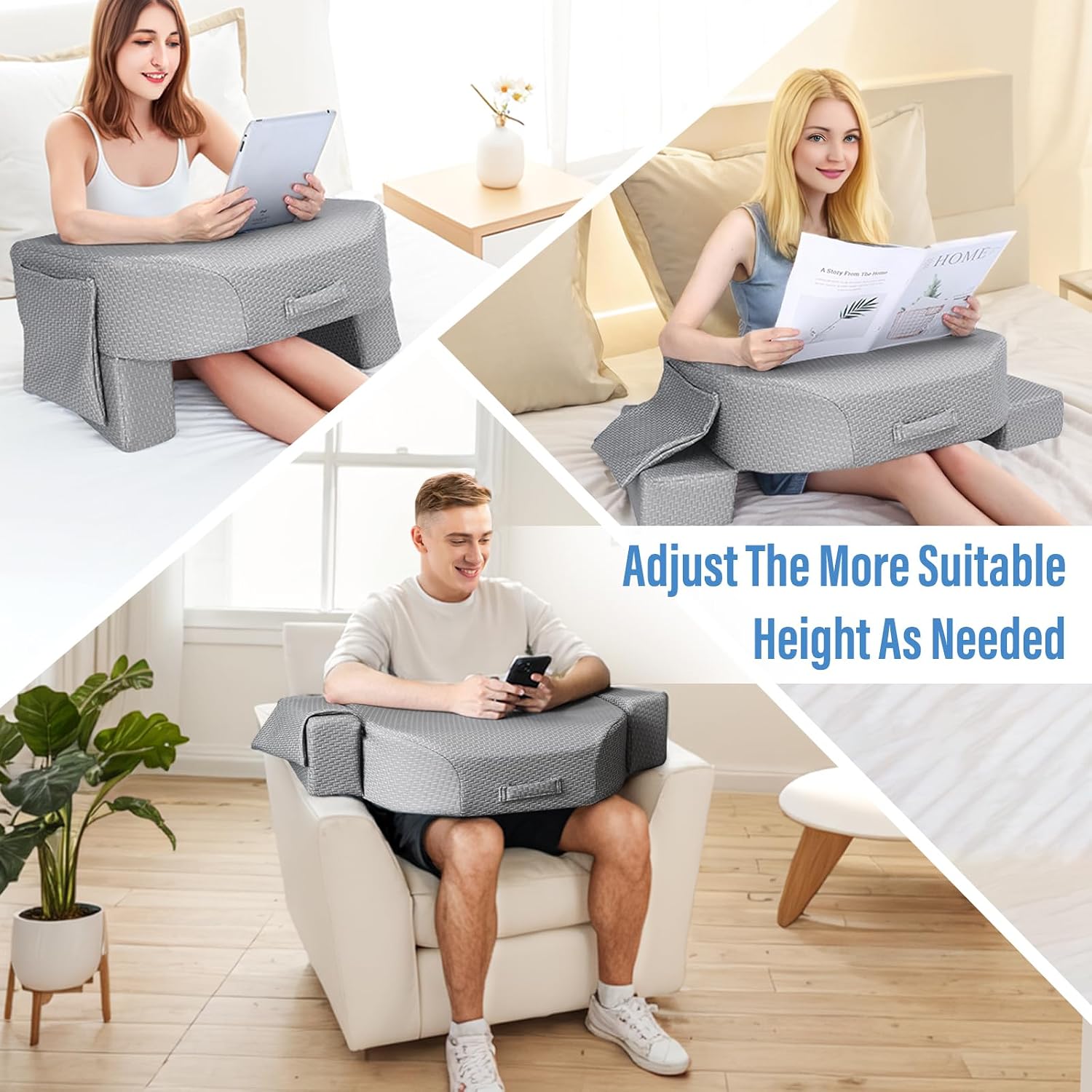 Extra-Large Reading Pillow with Armrests – Adjustable Lap Desk for Gaming, Working & Reading