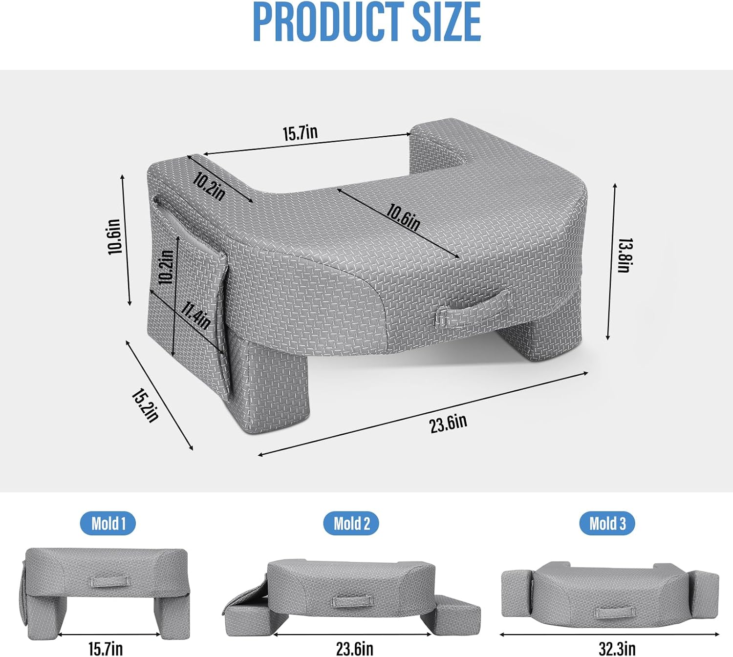 Extra-Large Reading Pillow with Armrests – Adjustable Lap Desk for Gaming, Working & Reading