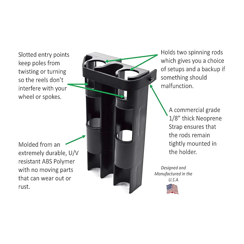 Bicycle-specific fishing rod holder, very easy to install