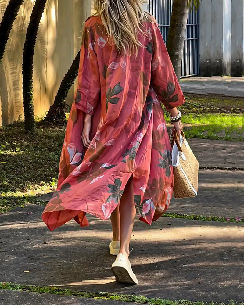 Women's Spring and Summer Comfortable Linen Patterned Long Shirt