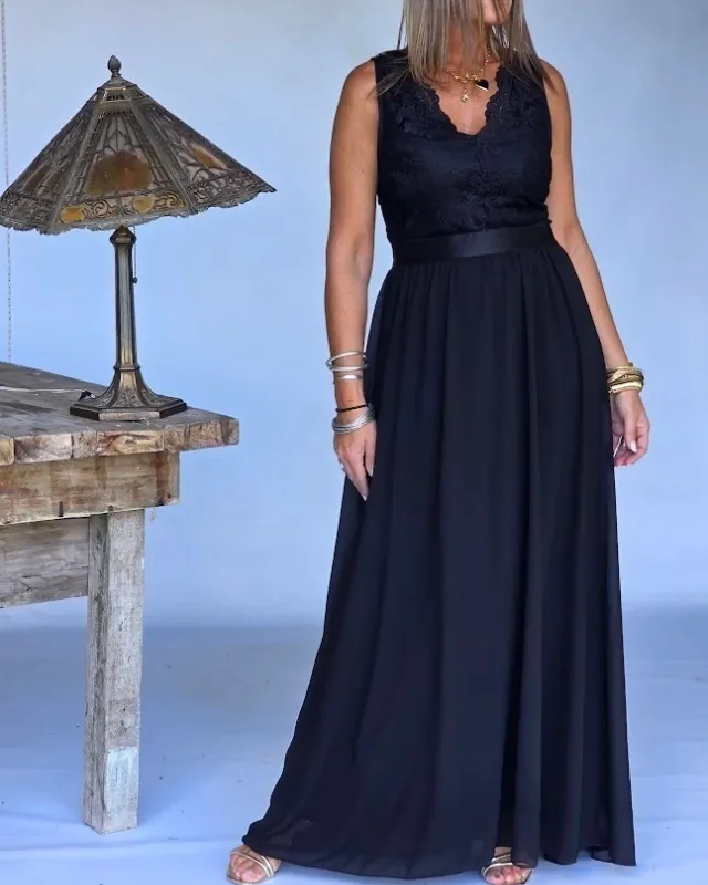 Boho Casual Lace Hem Slip Dress
