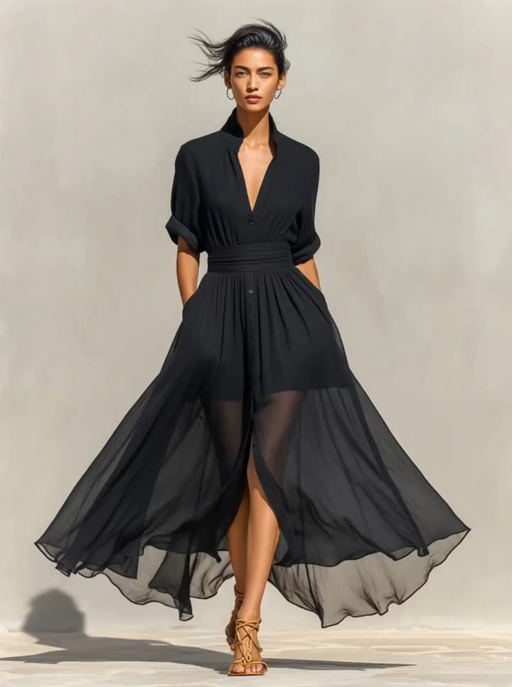 ✨New Chiffon Shirt Maxi Dress Is Here.🍂 Airy Elegance, Head-To-Toe Charm.✔️Perfect For Unforgettable Summer Moments