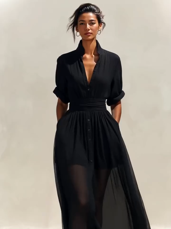 ✨New Chiffon Shirt Maxi Dress Is Here.🍂 Airy Elegance, Head-To-Toe Charm.✔️Perfect For Unforgettable Summer Moments