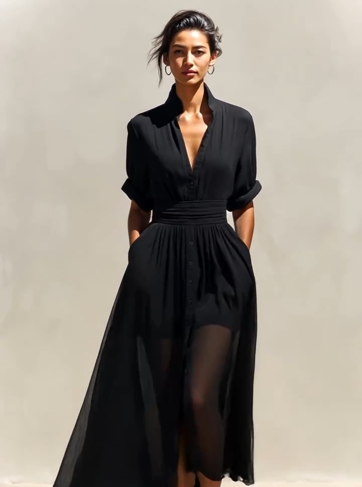 ✨New Chiffon Shirt Maxi Dress Is Here.🍂 Airy Elegance, Head-To-Toe Charm.✔️Perfect For Unforgettable Summer Moments