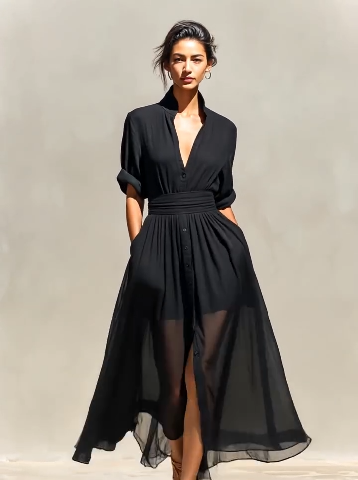 ✨New Chiffon Shirt Maxi Dress Is Here.🍂 Airy Elegance, Head-To-Toe Charm.✔️Perfect For Unforgettable Summer Moments