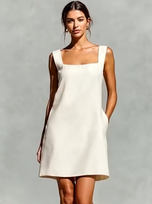 ✨New Square-Neck Linen Mini Dress Is Here.🍂 Timeless Elegance, Head-To-Toe Sophisticated Charm.✔️Perfect For Making Unforgettable Summer Memories.✔️
