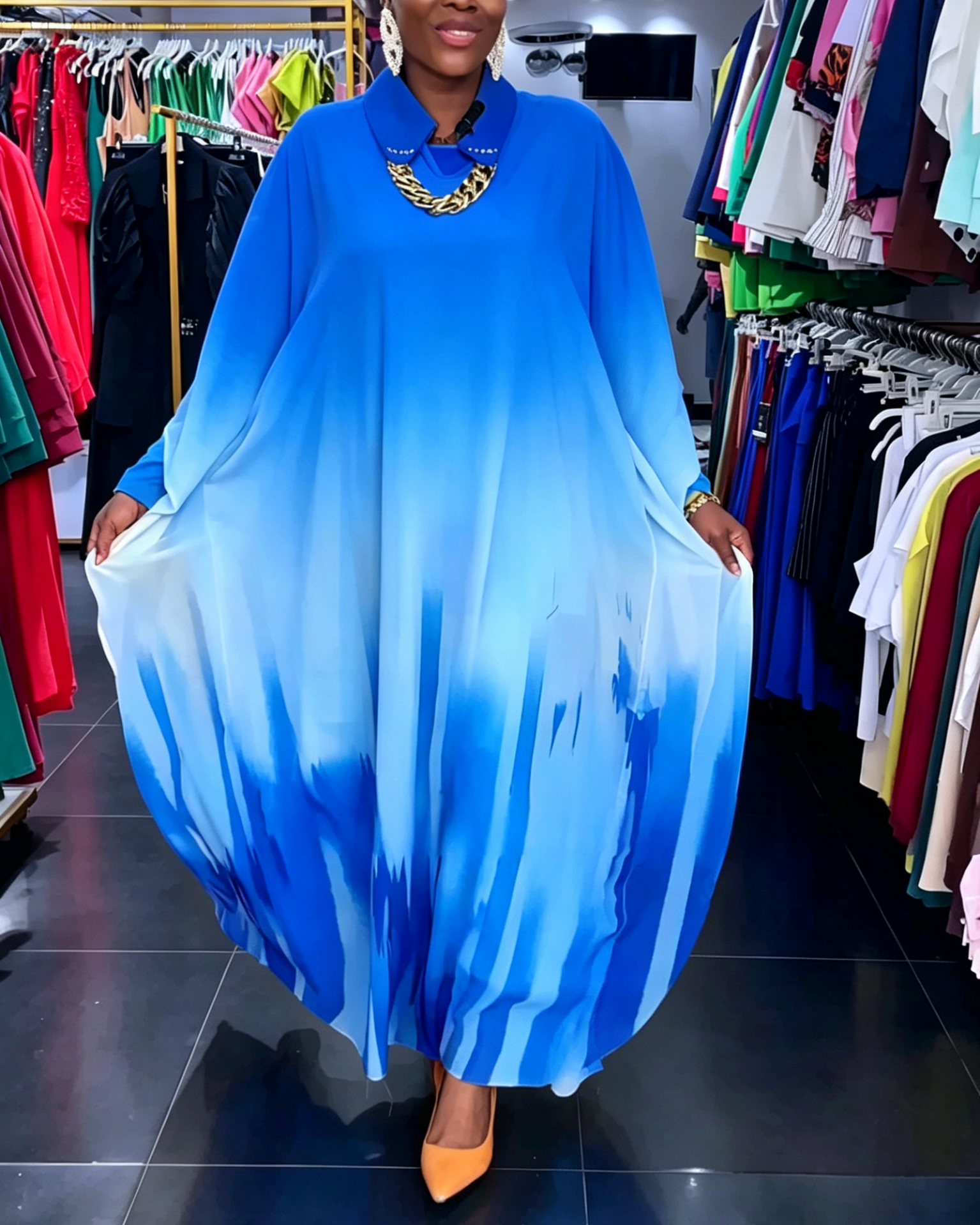 Yellow & Orange Ombre Loose Fit Maxi Dress