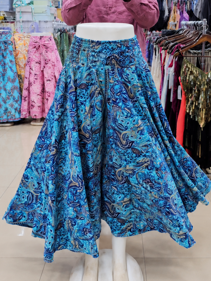 Bohemian Blue Paisley Flowy Wide Leg Pants