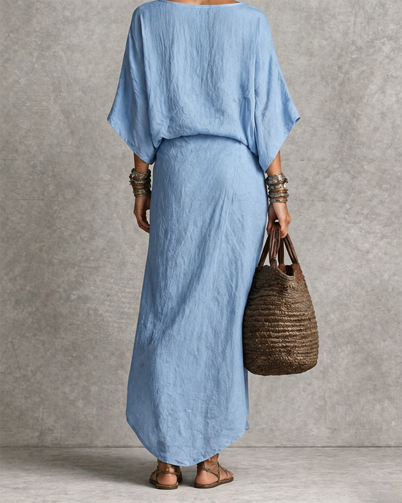 Women's Spring/Summer Linen Comfort Top and Skirt Set