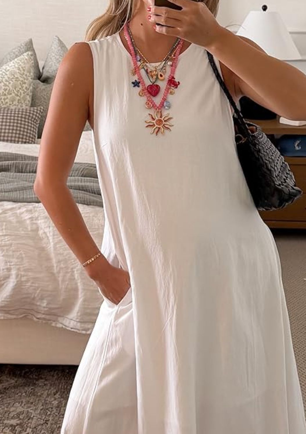 Women'S Casual Cotton Linen Sleeveless Ultra-Long Dress 🎁Present A Necklace