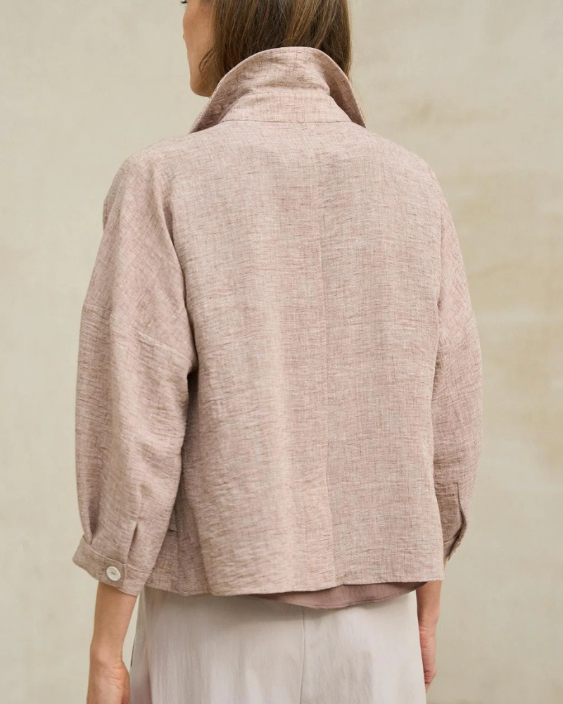 Women’s Linen Textured Jacket & Wide Leg Pants 2-Piece Set