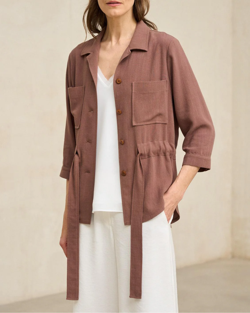 Women’s Casual Button Shirt With Drawstring Waist – Perfect For Everyday Wear