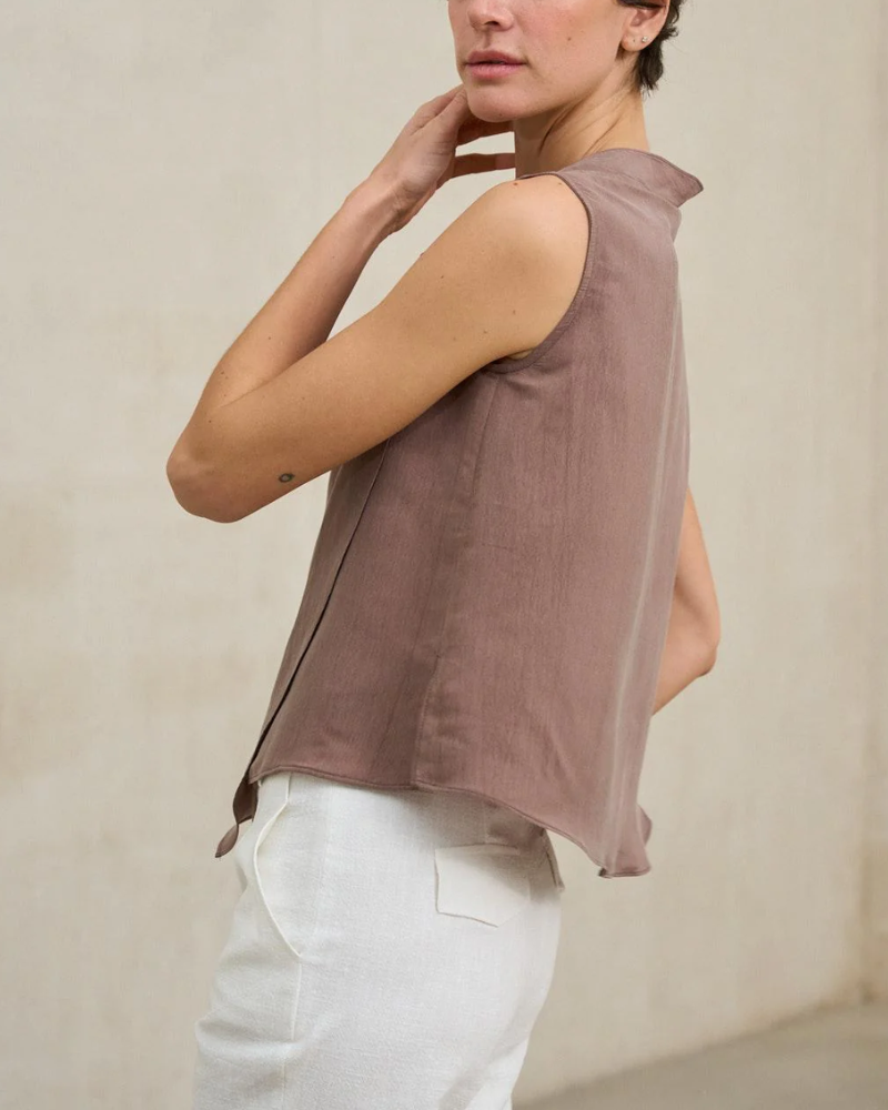 Women’s Sleeveless Draped Neck Top – Casual Chic Everyday Wear