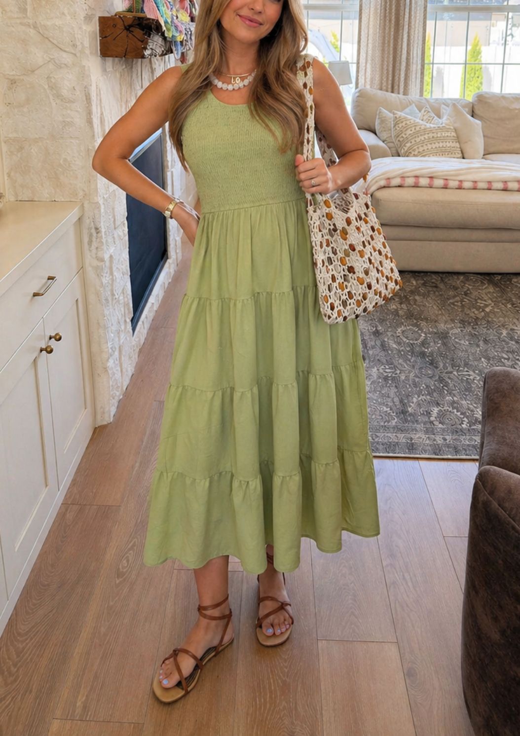 50%OFF🔥Women's Casual Loose Plain Maxi Sundress Smocked Tank Dress