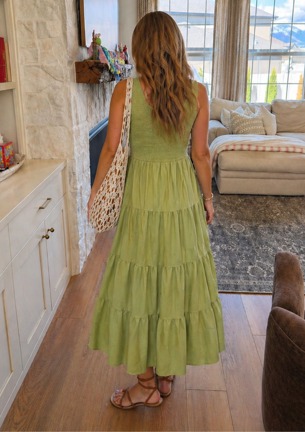 50%OFF🔥Women's Casual Loose Plain Maxi Sundress Smocked Tank Dress