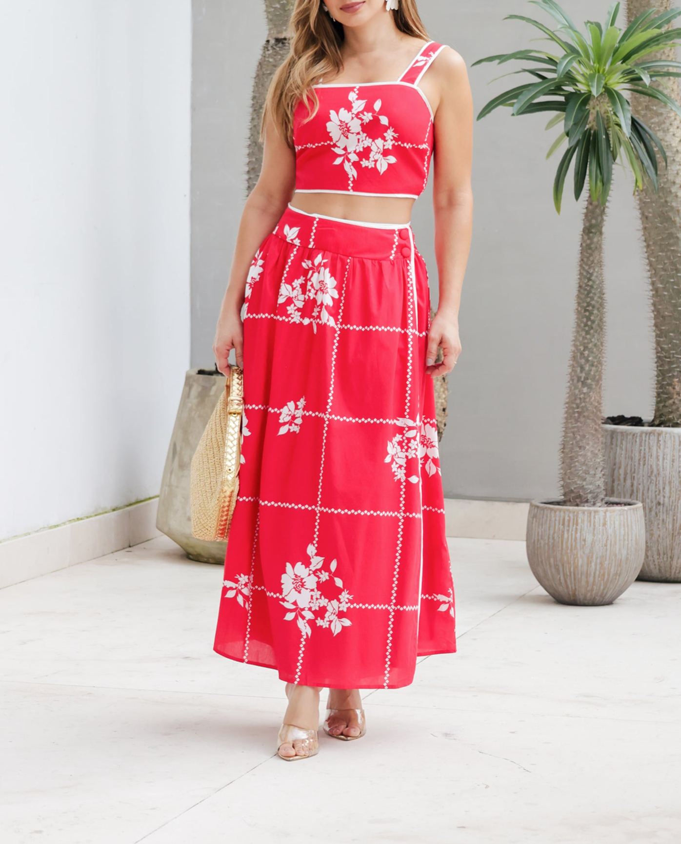 Conjunto de falda con estampado floral