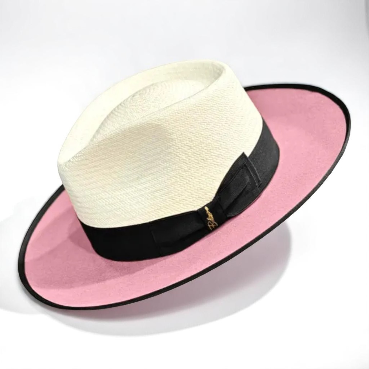 Two Tone | Exclusive Panama and Felt Fedora Hat - Pink
