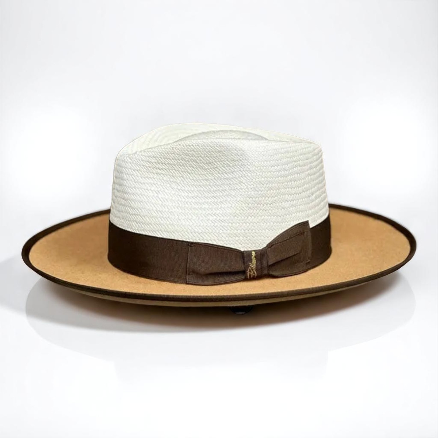 Two Tone | Exclusive Panama and Felt Fedora Hat - Camel