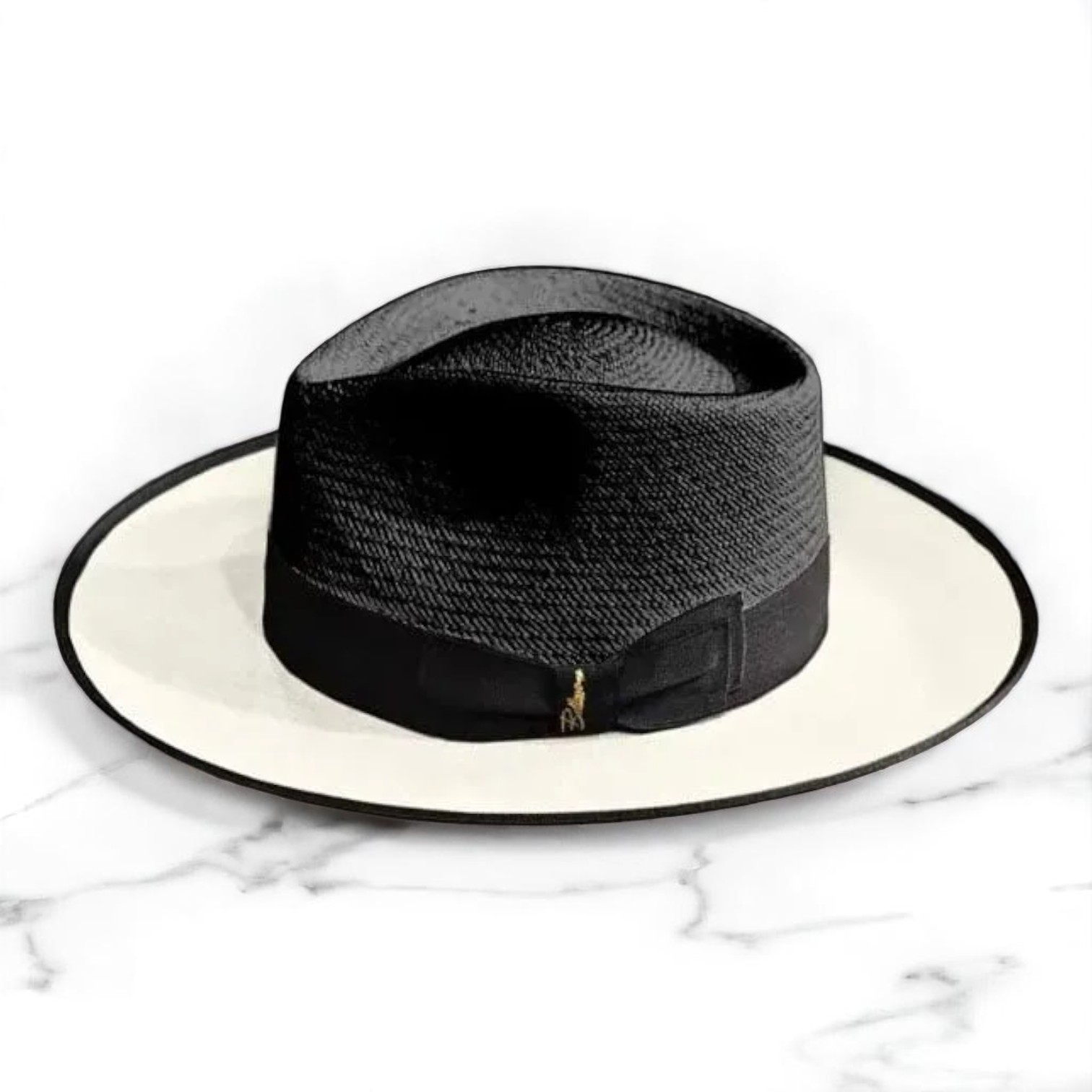 Two Tone | Exclusive Panama and Felt Fedora Hat - Black/Ivory