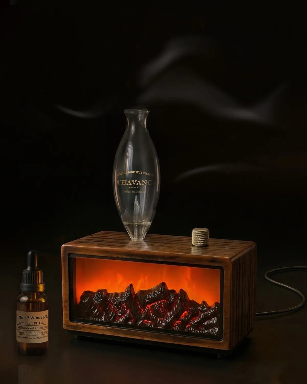 Gloryboundus Retro Fireplace Waterless Nebulizing Wood Diffuser - Essentials