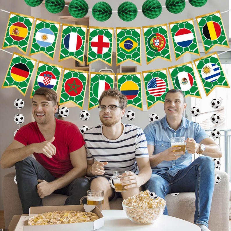 🔥Last Day 60% OFF🔥2026 World Cup Party Decorations International Flags Banner Soccer Trophy & World Flags for Sports Events, Bars, Parties Classroom Decor