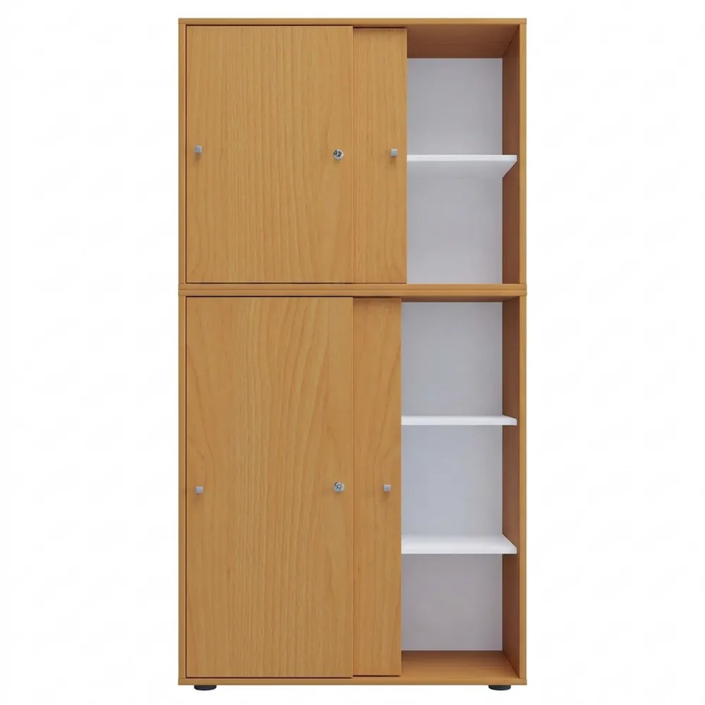 Moderner Aktenschrank mit Schiebetüren und Schloss, 5 Fächer, Höhe 184 cm